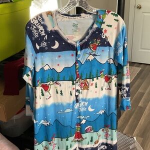 Dr. Seuss Grinch Kids Pajama Set - Blue and White